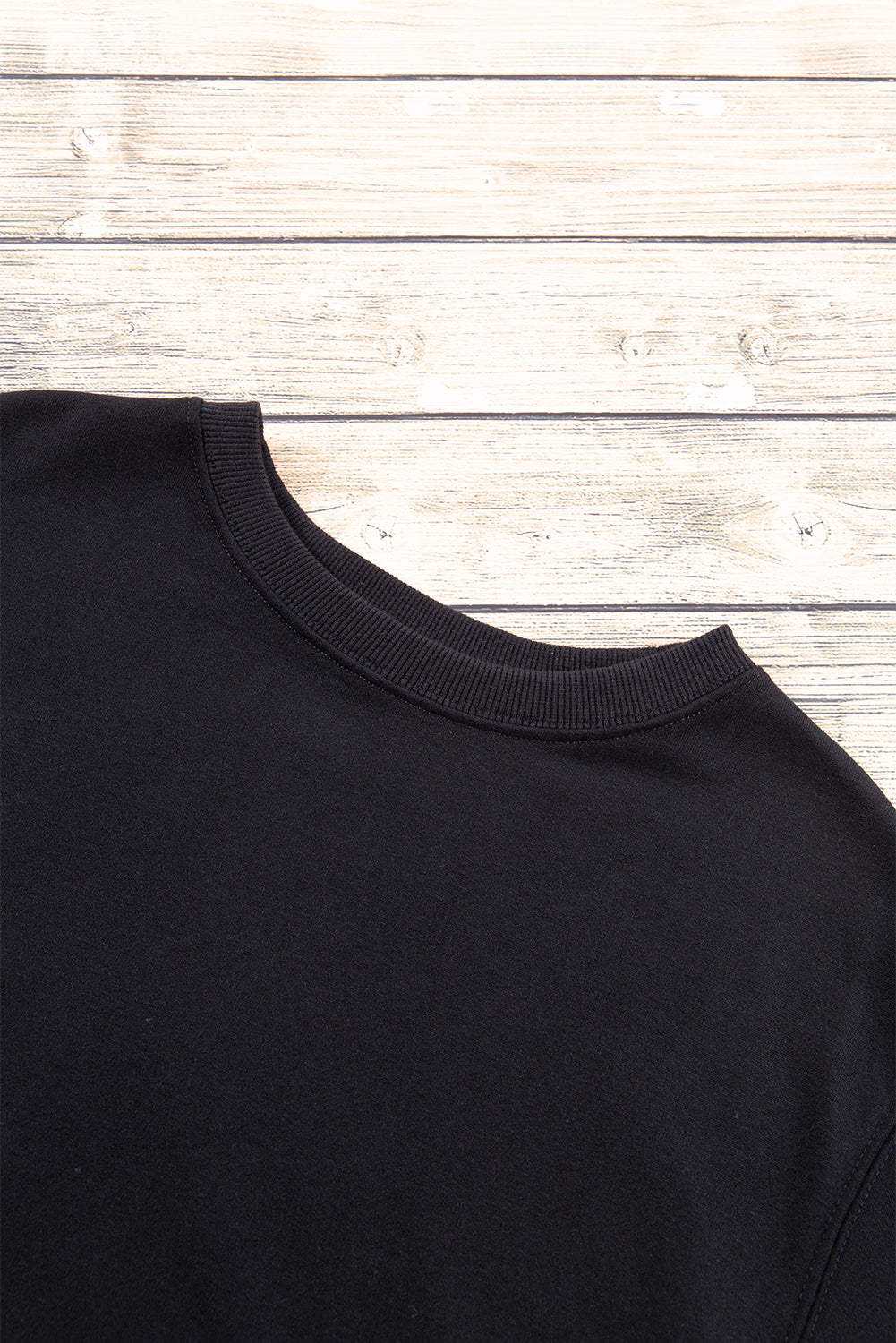 Navy Blue Plain Drop Shoulder Crewneck Pullover Sweatshirt