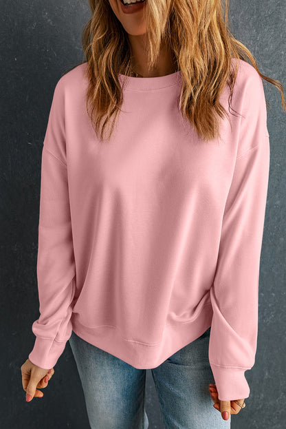 Dark Green Solid Classic Crewneck Pullover Sweatshirt