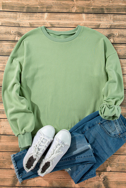 Valerian Solid Fleece Lined Drop Shoulder High Low Sweatshirt
