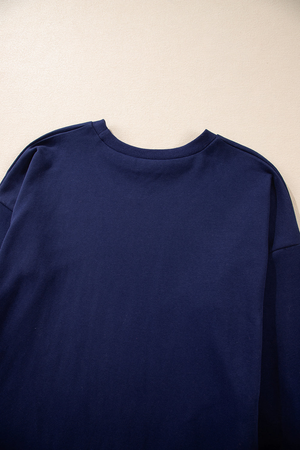 Parchment Solid O Neck High Low Hem Pullover Sweatshirt