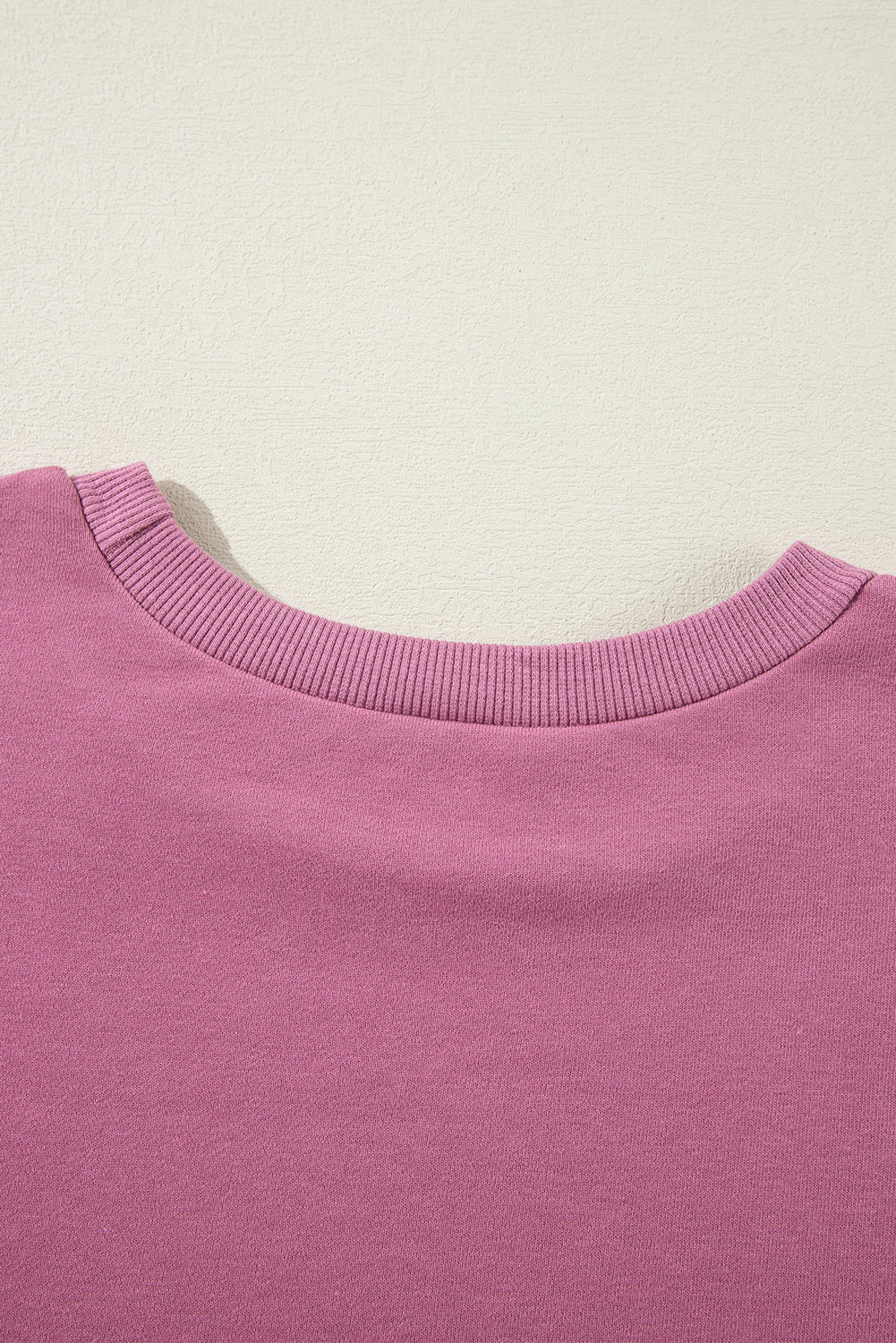 Parchment Solid O Neck High Low Hem Pullover Sweatshirt