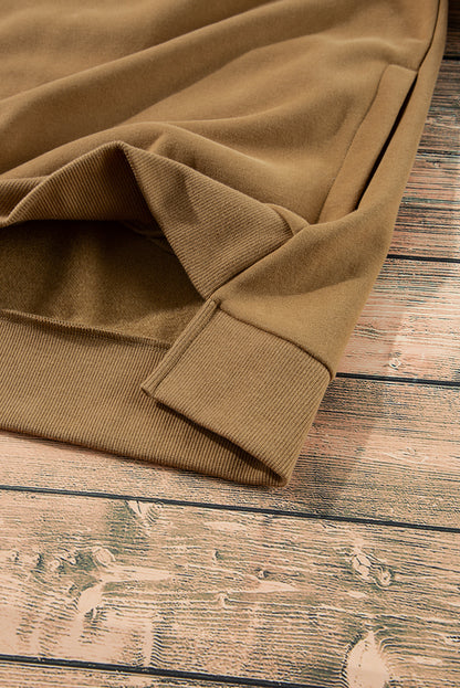 Valerian Solid Fleece Lined Drop Shoulder High Low Sweatshirt