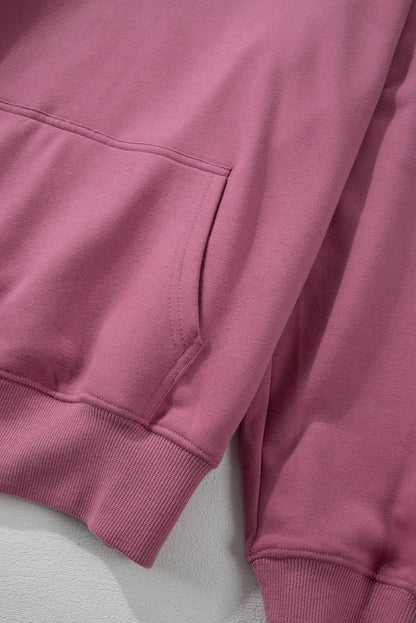 Bonbon Fleece Lined Kangaroo Pocket Drawstring Chunky Hoodie