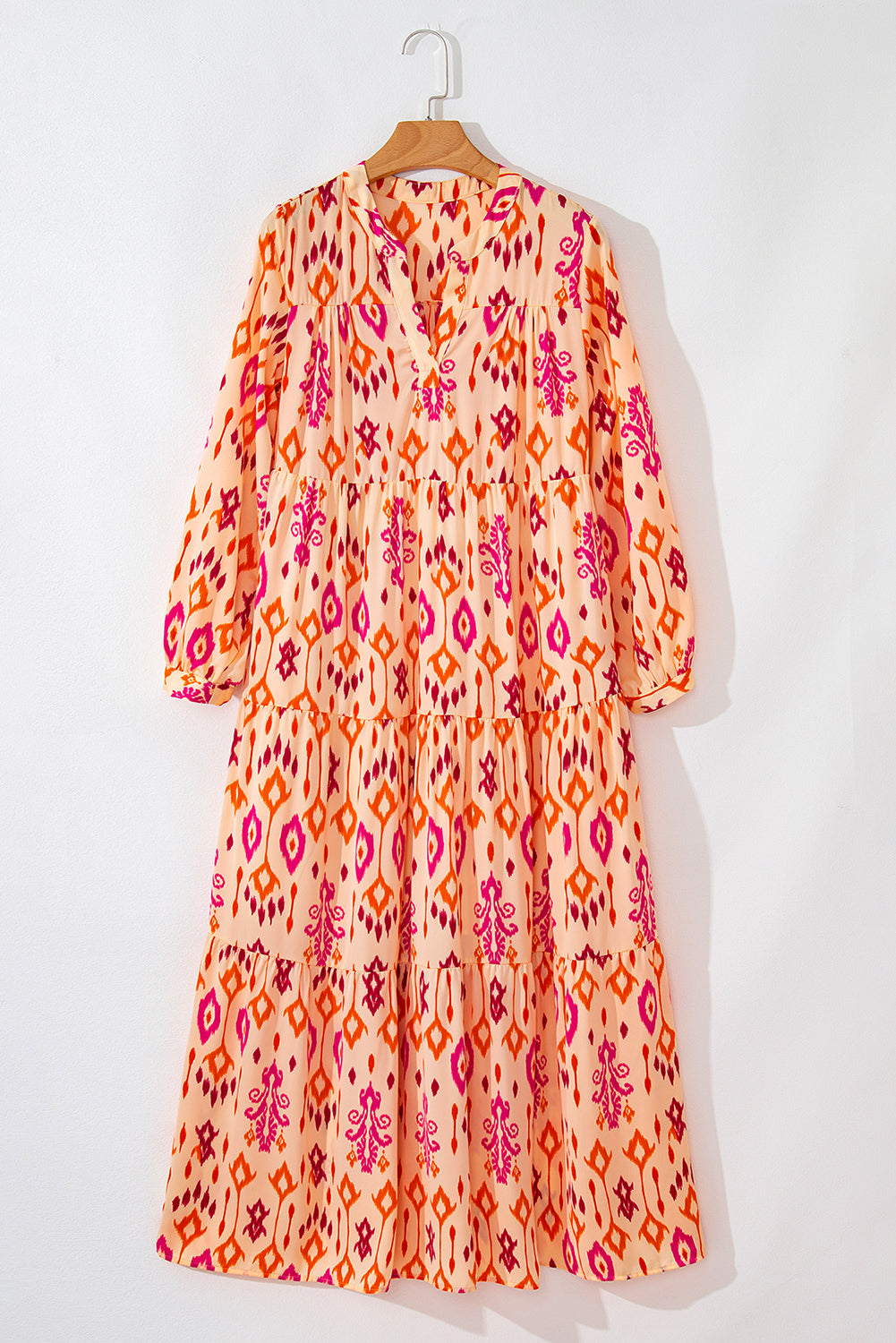 Blue Western Abstract Geometric Printed Maxi Dress
