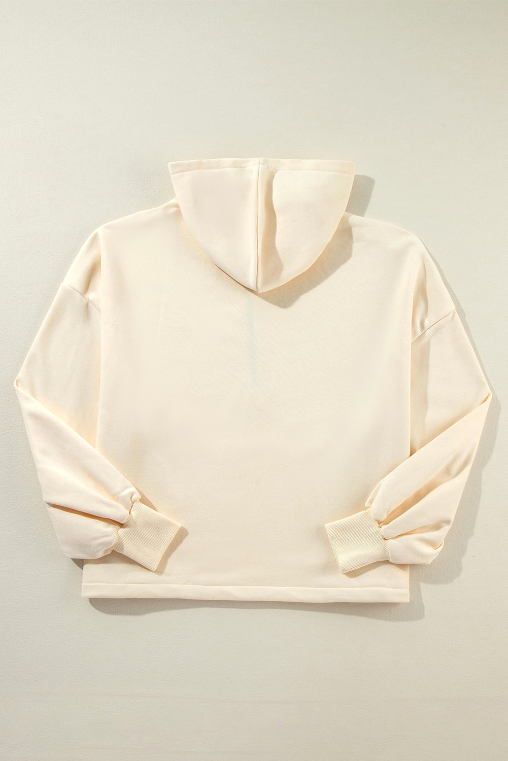 Bonbon Fleece Lined Half Zipper Kangaroo Pockets Loose Hoodie