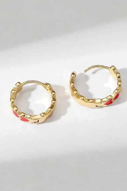 Fiery Red Heart Shape Plated Alloy Small Hook Earrings