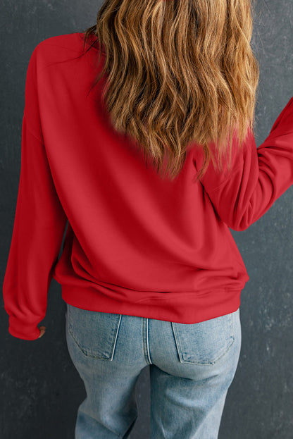 Dark Green Solid Classic Crewneck Pullover Sweatshirt