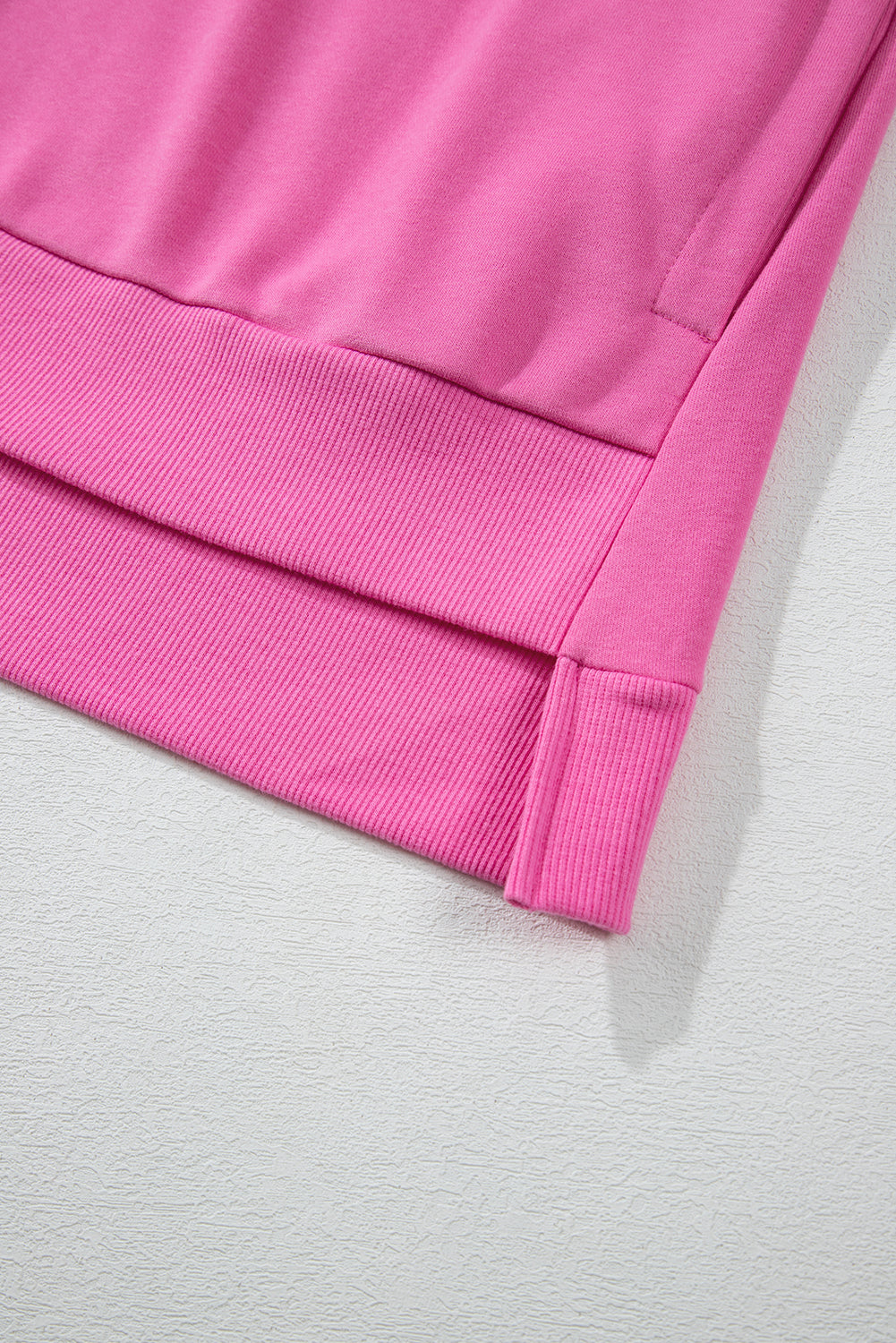 Parchment Solid O Neck High Low Hem Pullover Sweatshirt