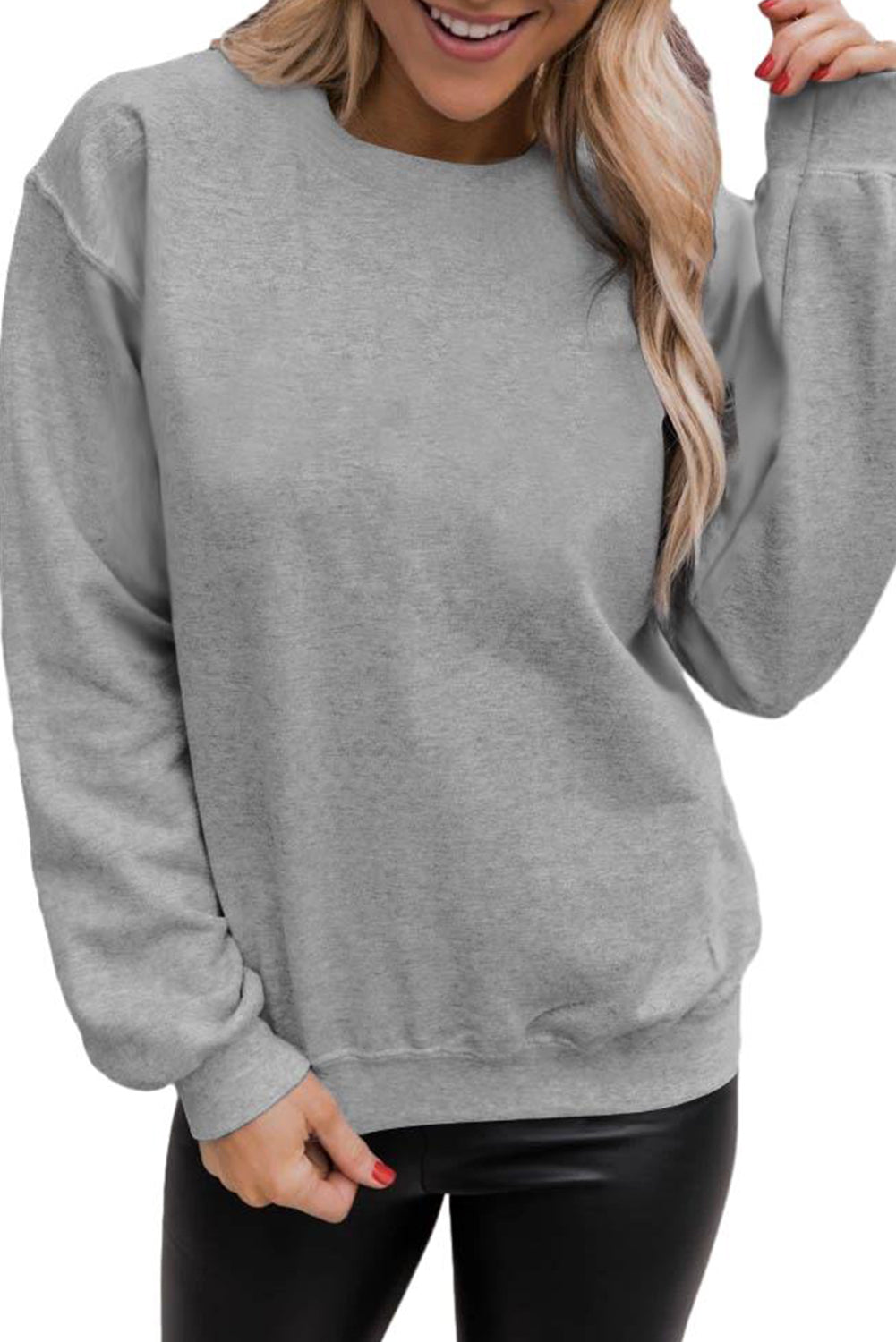 Dark Green Solid Classic Crewneck Pullover Sweatshirt