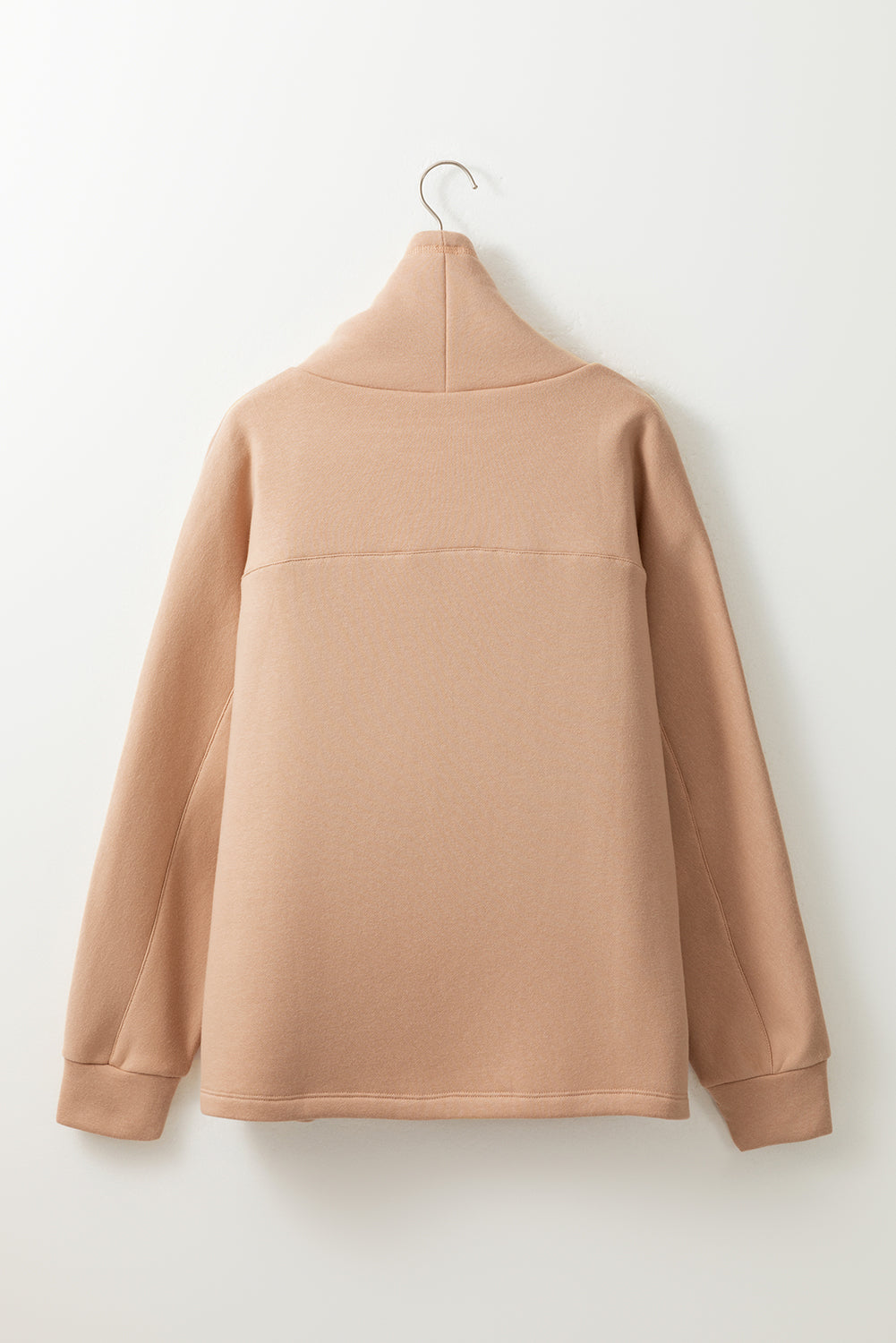 Apricot Drawstring Turtleneck Dolman Sleeve Sweatshirt