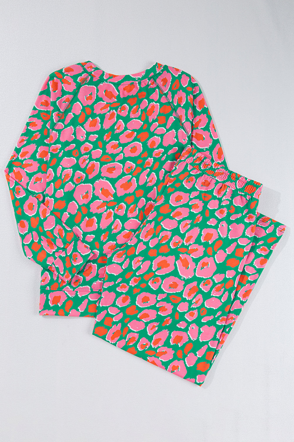 Black Plus Size Printed Long Sleeve and Pants Lounge Set