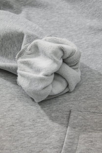 Bonbon Fleece Lined Half Zipper Kangaroo Pockets Loose Hoodie