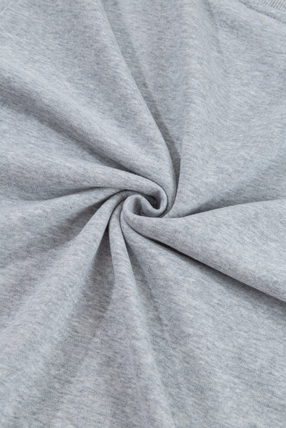 Navy Blue Plain Drop Shoulder Crewneck Pullover Sweatshirt