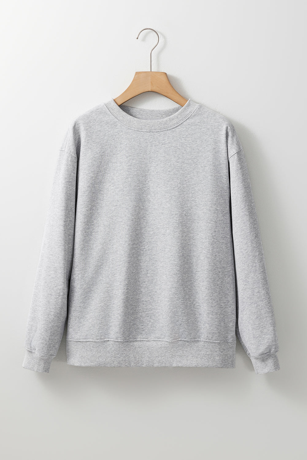 Navy Blue Plain Drop Shoulder Crewneck Pullover Sweatshirt