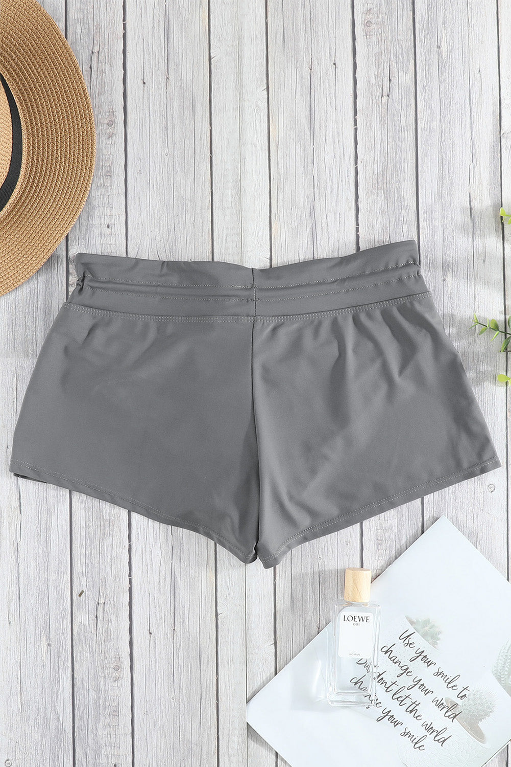 Violet Strap Trim Black Women Swim Boardshort