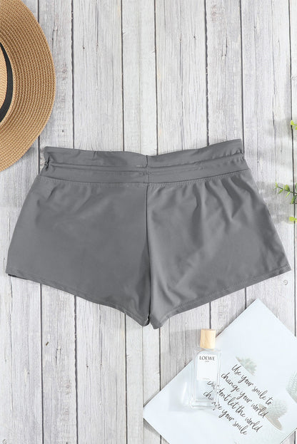 Violet Strap Trim Black Women Swim Boardshort