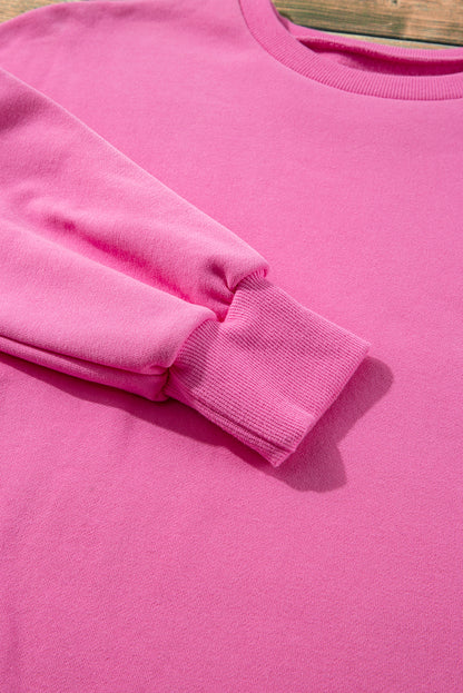 Valerian Solid Fleece Lined Drop Shoulder High Low Sweatshirt