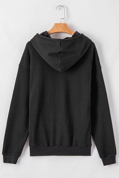 Bonbon Fleece Lined Kangaroo Pocket Drawstring Chunky Hoodie