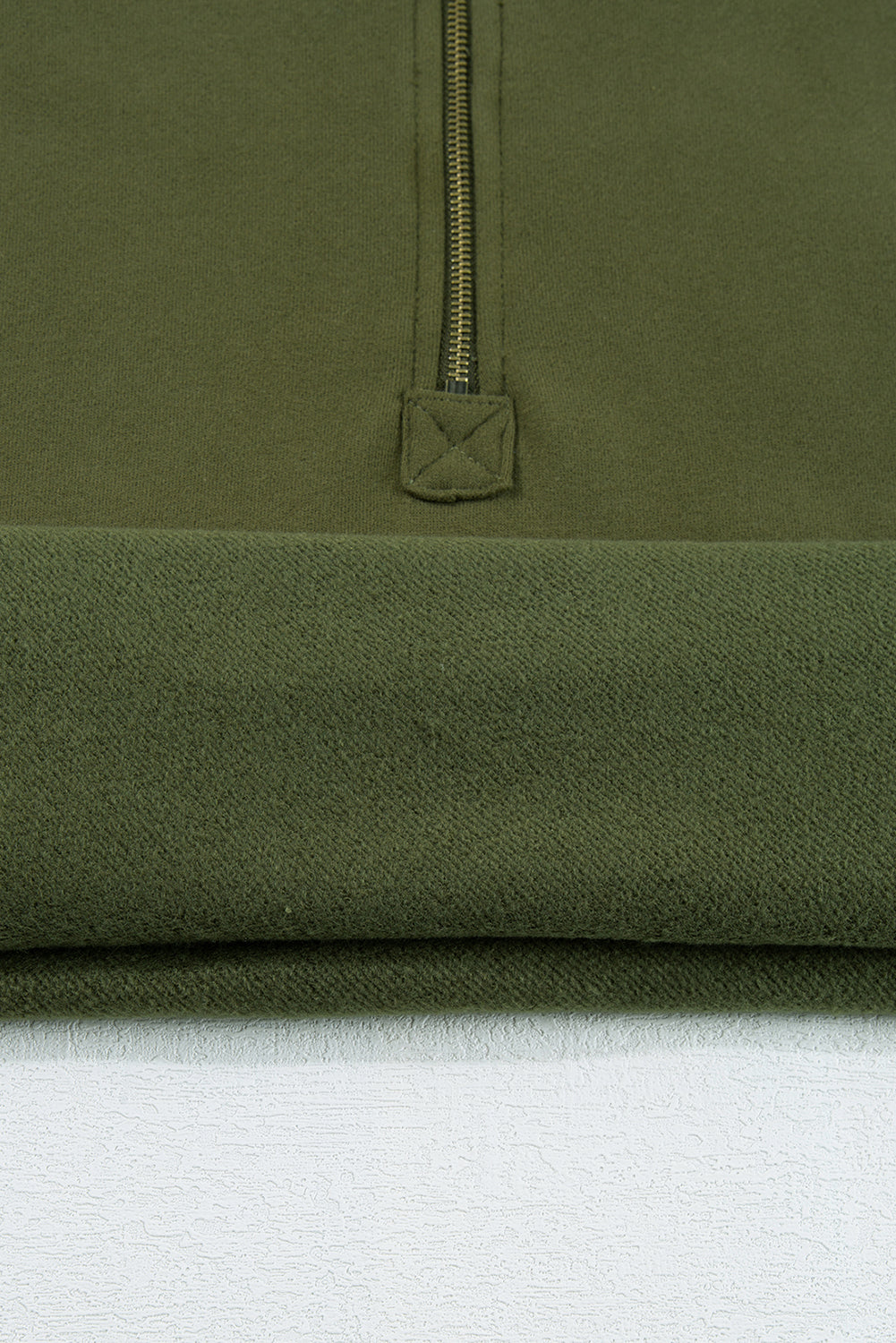 Bonbon Fleece Lined Half Zipper Kangaroo Pockets Loose Hoodie