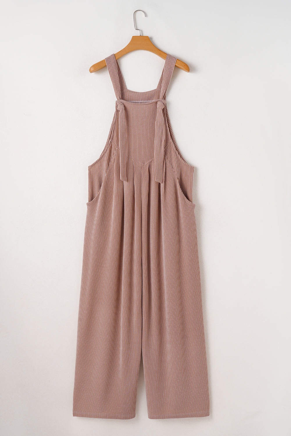 Philippine Gray Corded Adjustable Straps Wide Leg Loose Overall