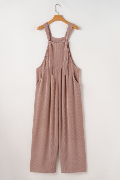 Philippine Gray Corded Adjustable Straps Wide Leg Loose Overall