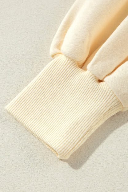 Bonbon Fleece Lined Half Zipper Kangaroo Pockets Loose Hoodie