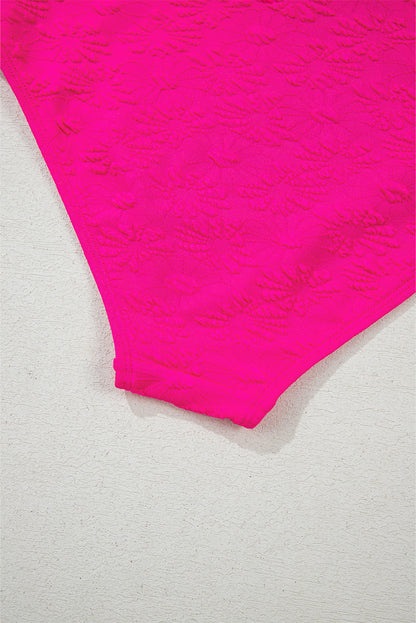 Rose Red Gold Shell Decor Wire-free Knotted 2pcs Bikini Swimsuit