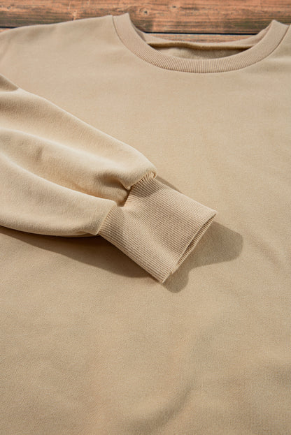Valerian Solid Fleece Lined Drop Shoulder High Low Sweatshirt