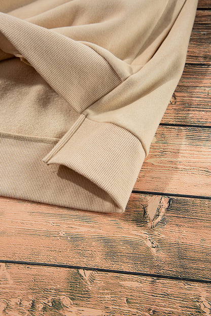 Valerian Solid Fleece Lined Drop Shoulder High Low Sweatshirt