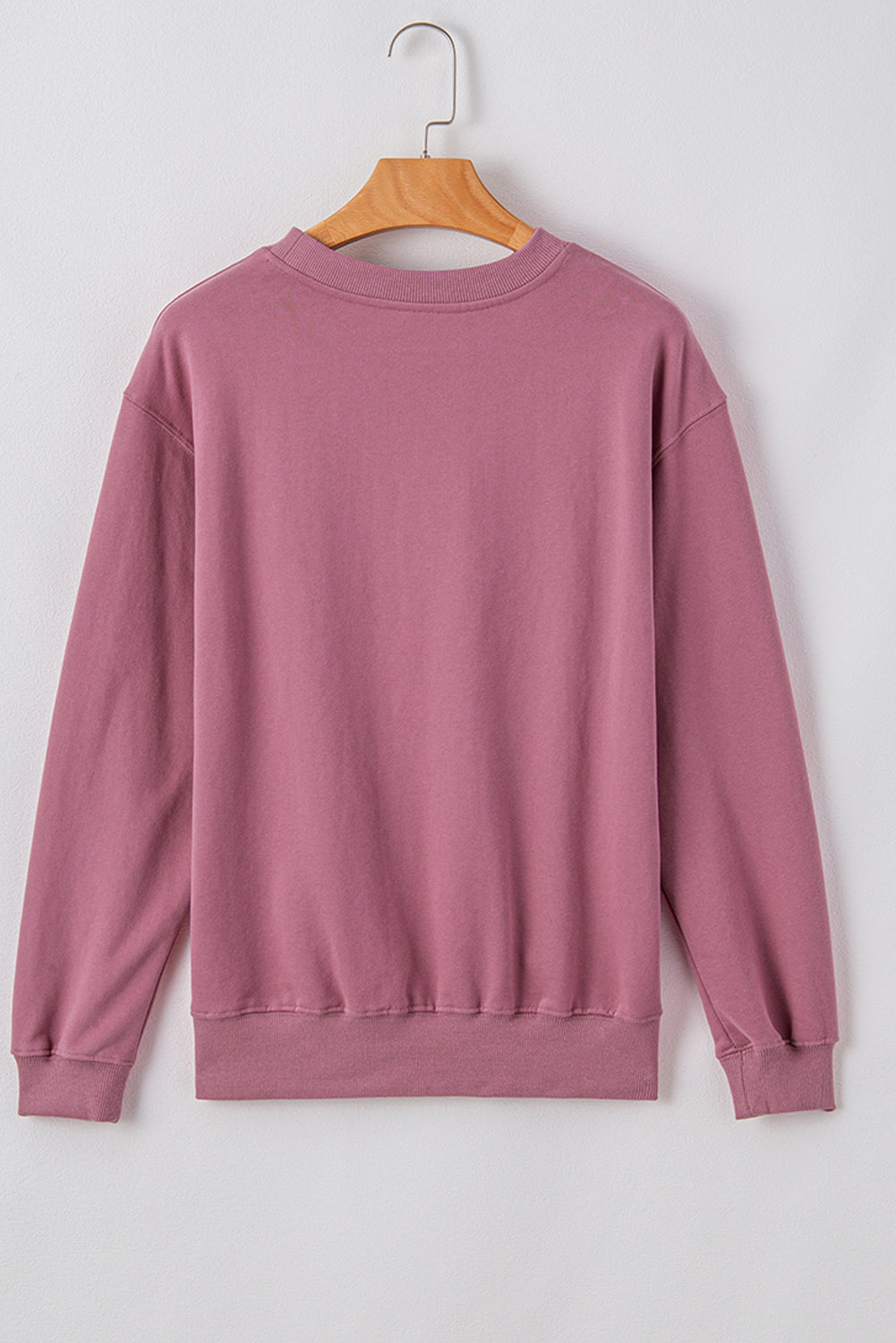 Navy Blue Plain Drop Shoulder Crewneck Pullover Sweatshirt