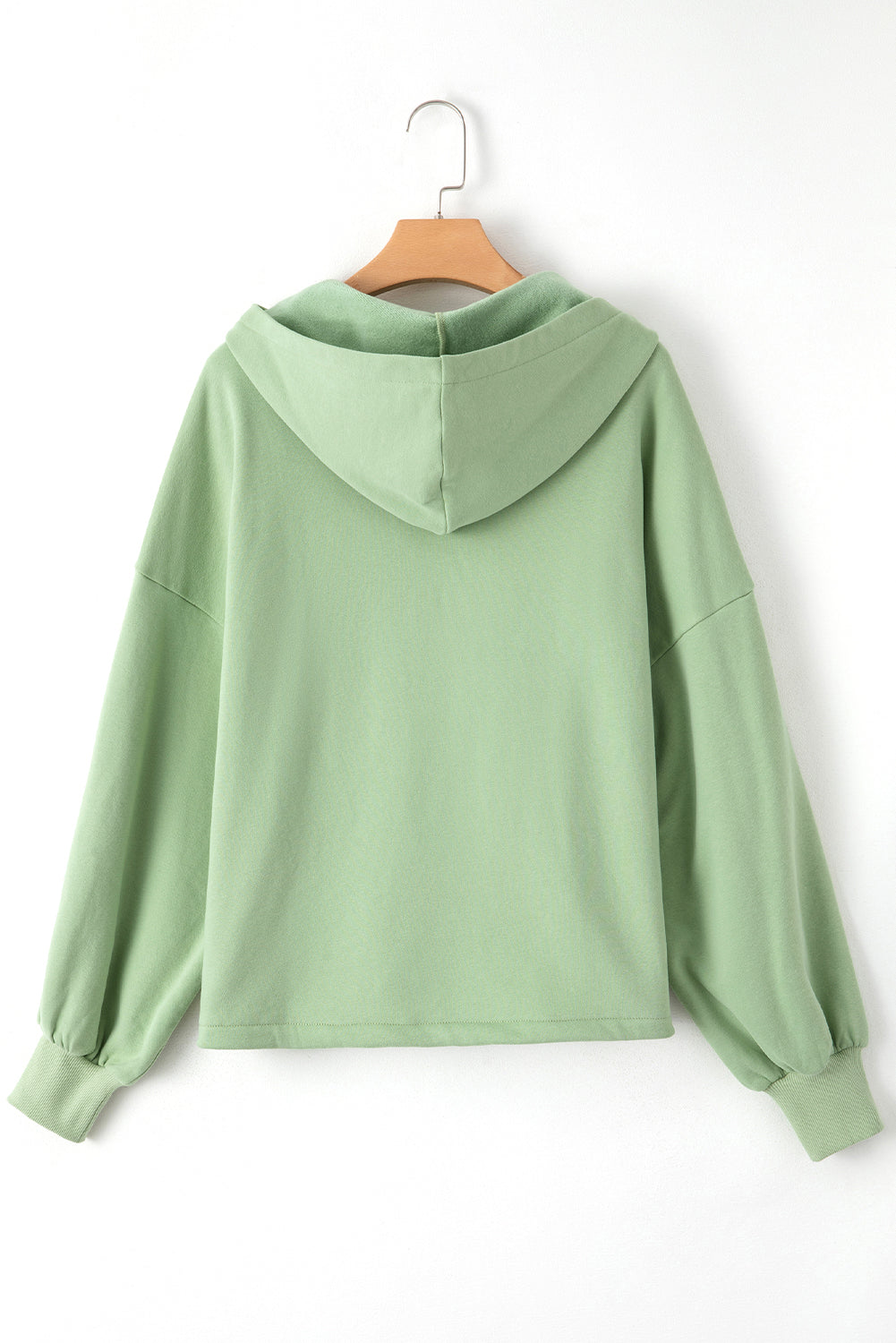 Bonbon Fleece Lined Half Zipper Kangaroo Pockets Loose Hoodie