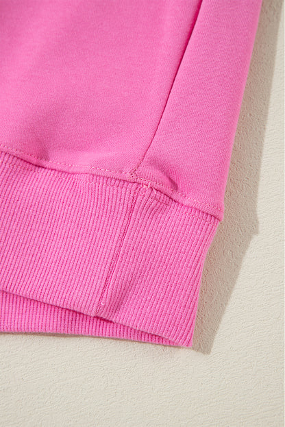 Navy Blue Plain Drop Shoulder Crewneck Pullover Sweatshirt