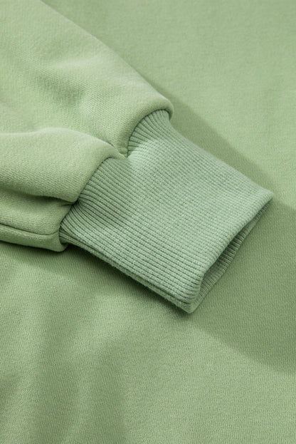 Parchment Solid O Neck High Low Hem Pullover Sweatshirt