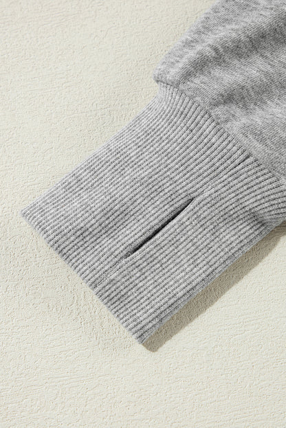 Parchment Color Block Thumbhole Sleeve Drop Shoulder Sweatshirt