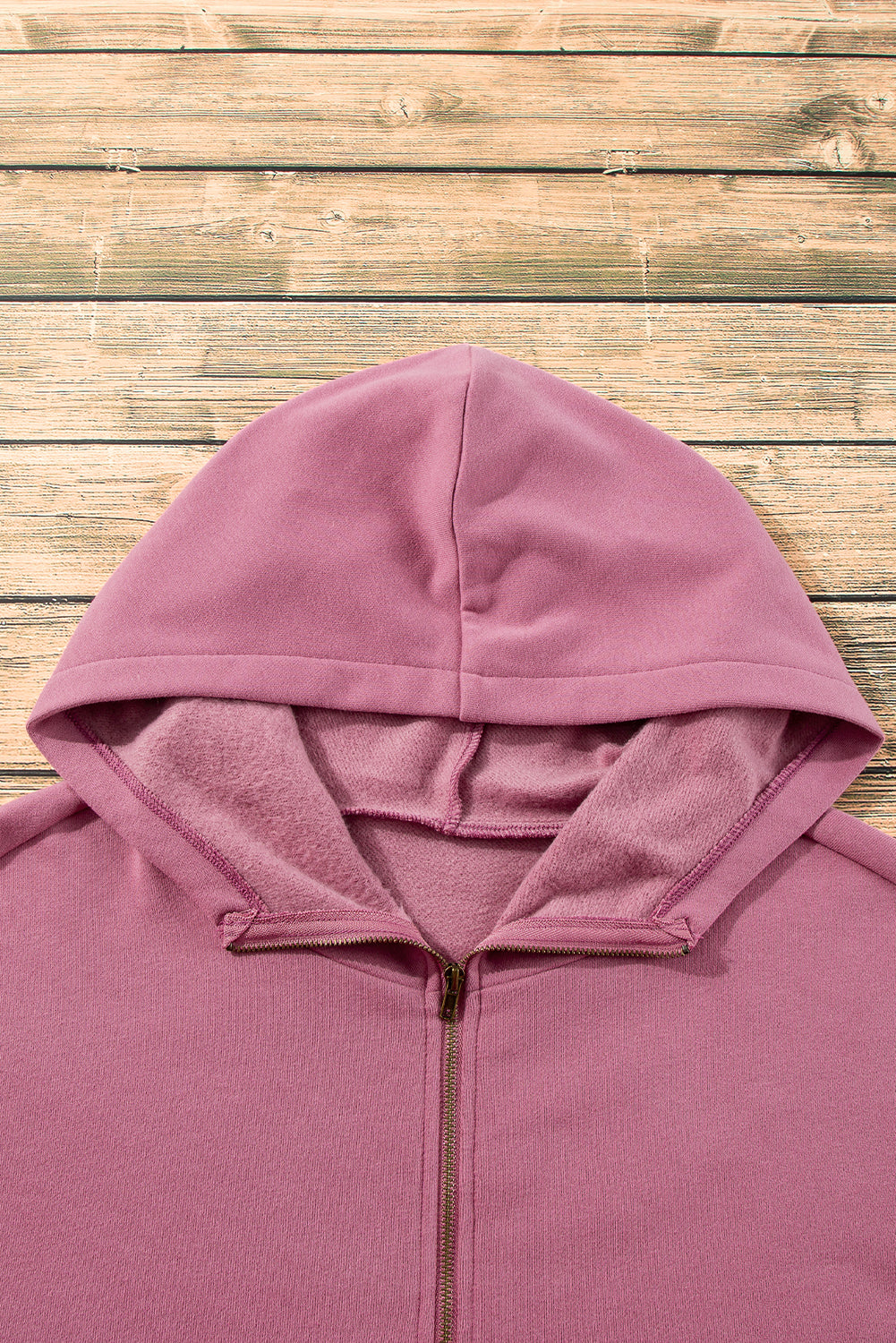 Bonbon Fleece Lined Half Zipper Kangaroo Pockets Loose Hoodie