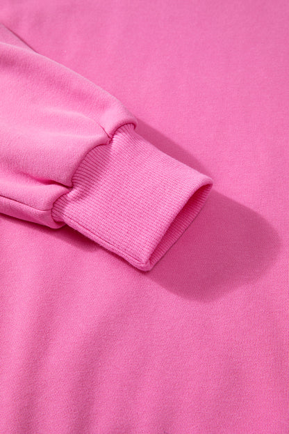 Parchment Solid O Neck High Low Hem Pullover Sweatshirt