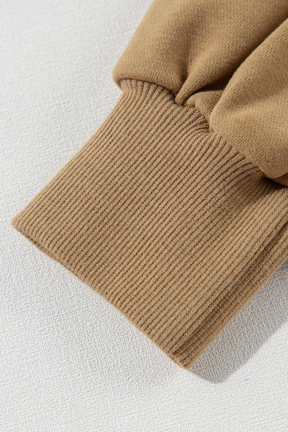 Parchment Solid O Neck High Low Hem Pullover Sweatshirt