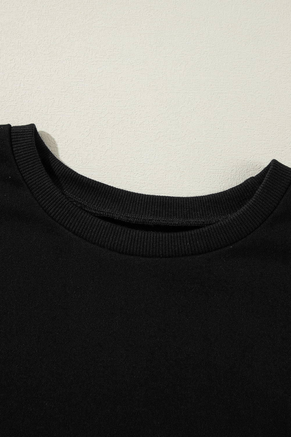 Parchment Solid O Neck High Low Hem Pullover Sweatshirt