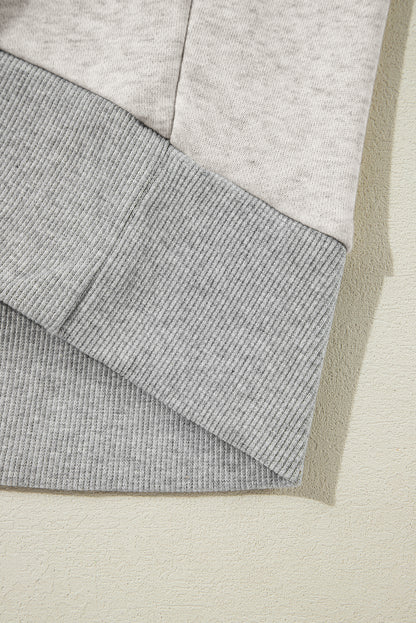 Parchment Color Block Thumbhole Sleeve Drop Shoulder Sweatshirt