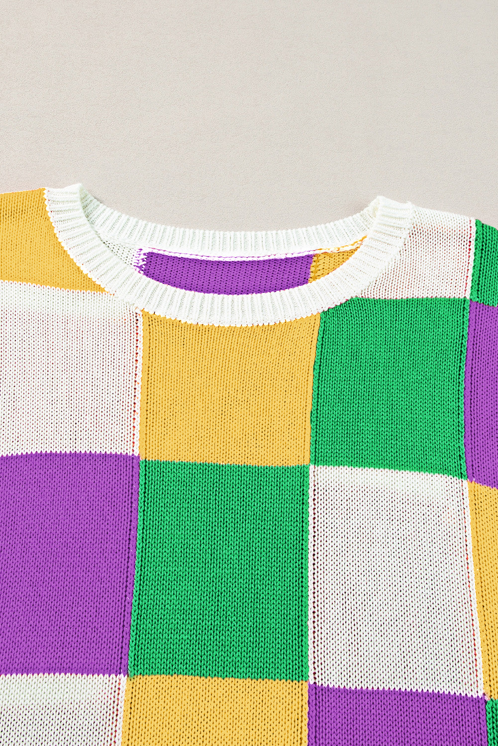 Dark Green Color Block Cap Sleeve Sweater
