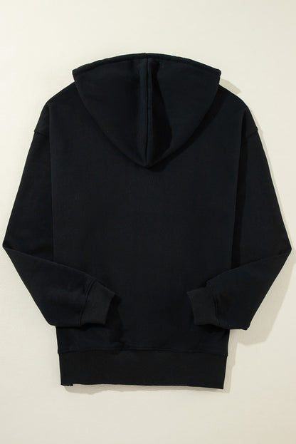 Bonbon Fleece Lined Kangaroo Pocket Drawstring Chunky Hoodie
