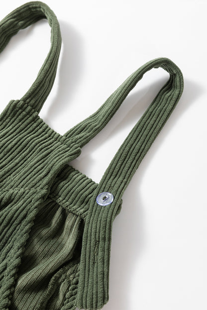 Real Teal Solid Pocketed Loose Fit Corduroy Overall