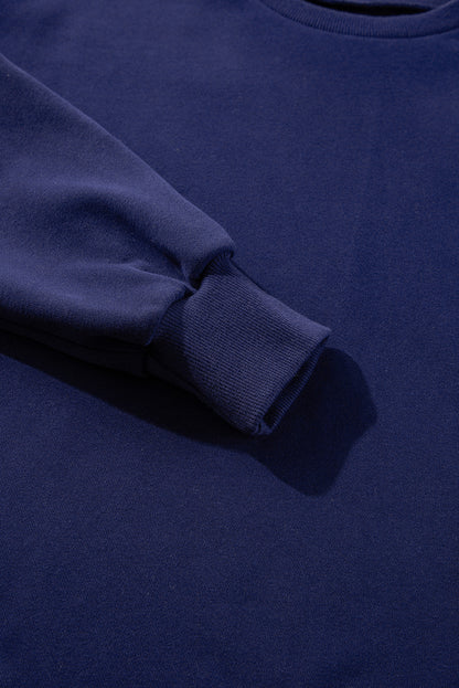 Valerian Solid Fleece Lined Drop Shoulder High Low Sweatshirt