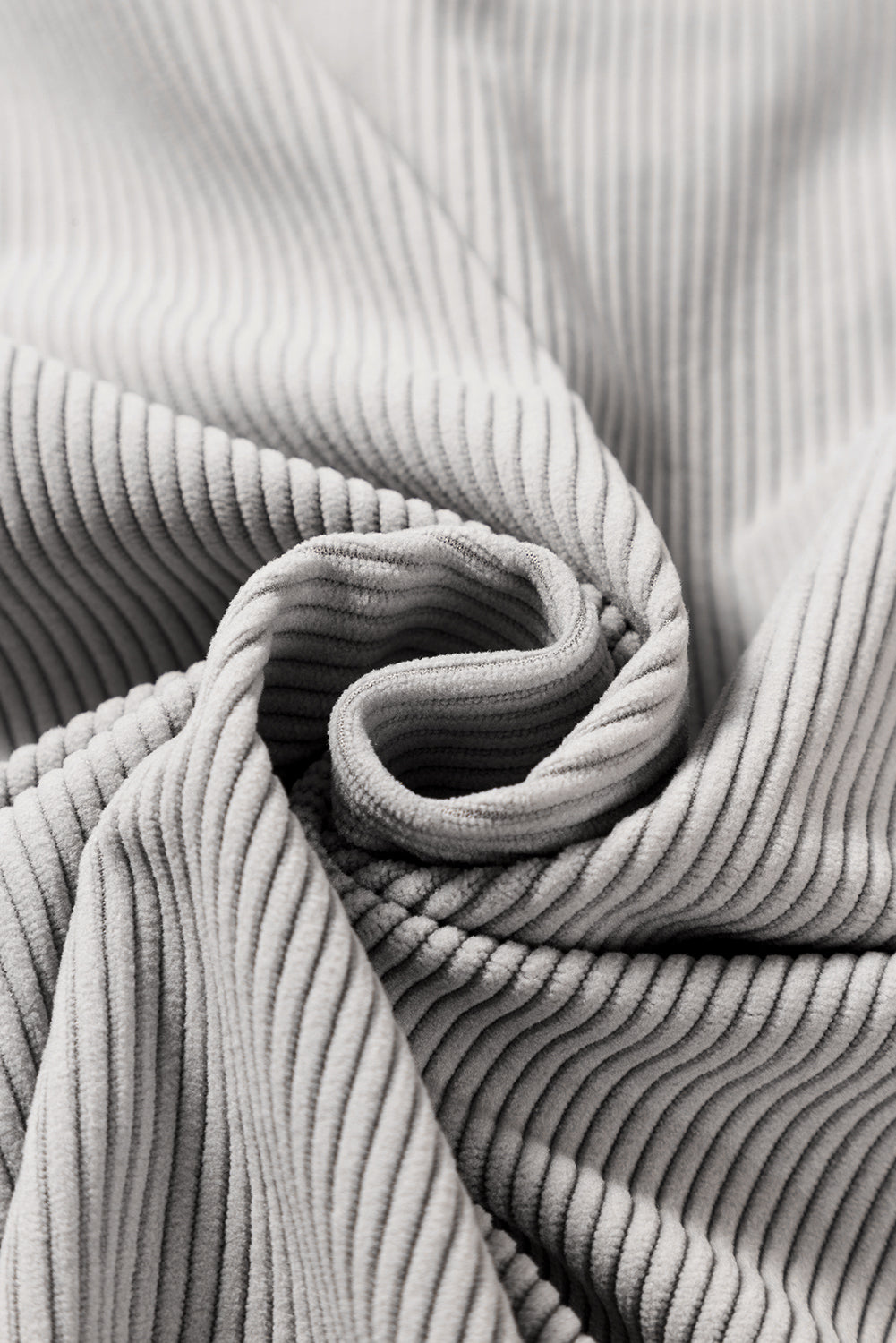 Pale Khaki Hooded Drawstring Pockets Corduroy Shacket