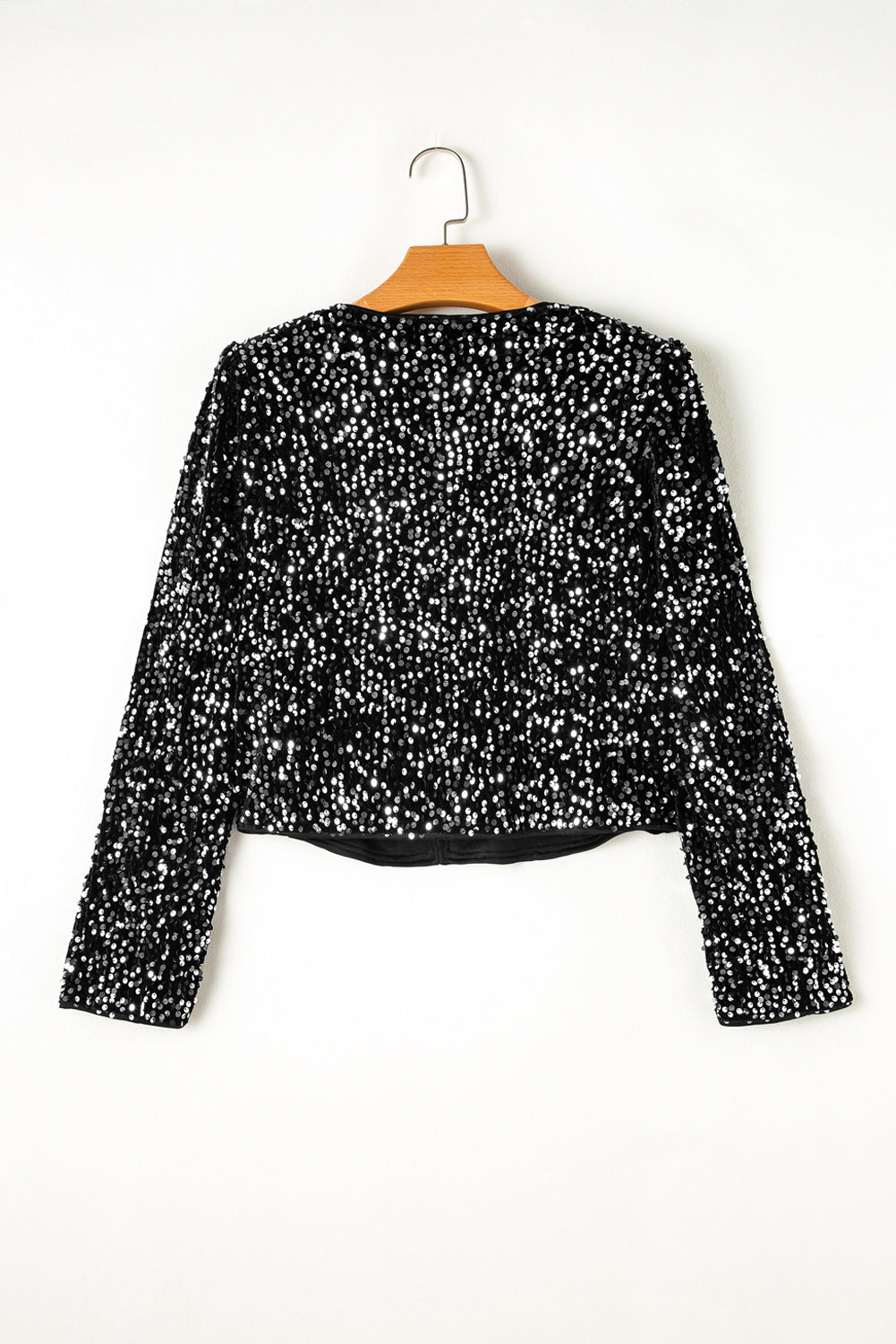 Golden Fleece Sequined Open Front Cropped Jacket