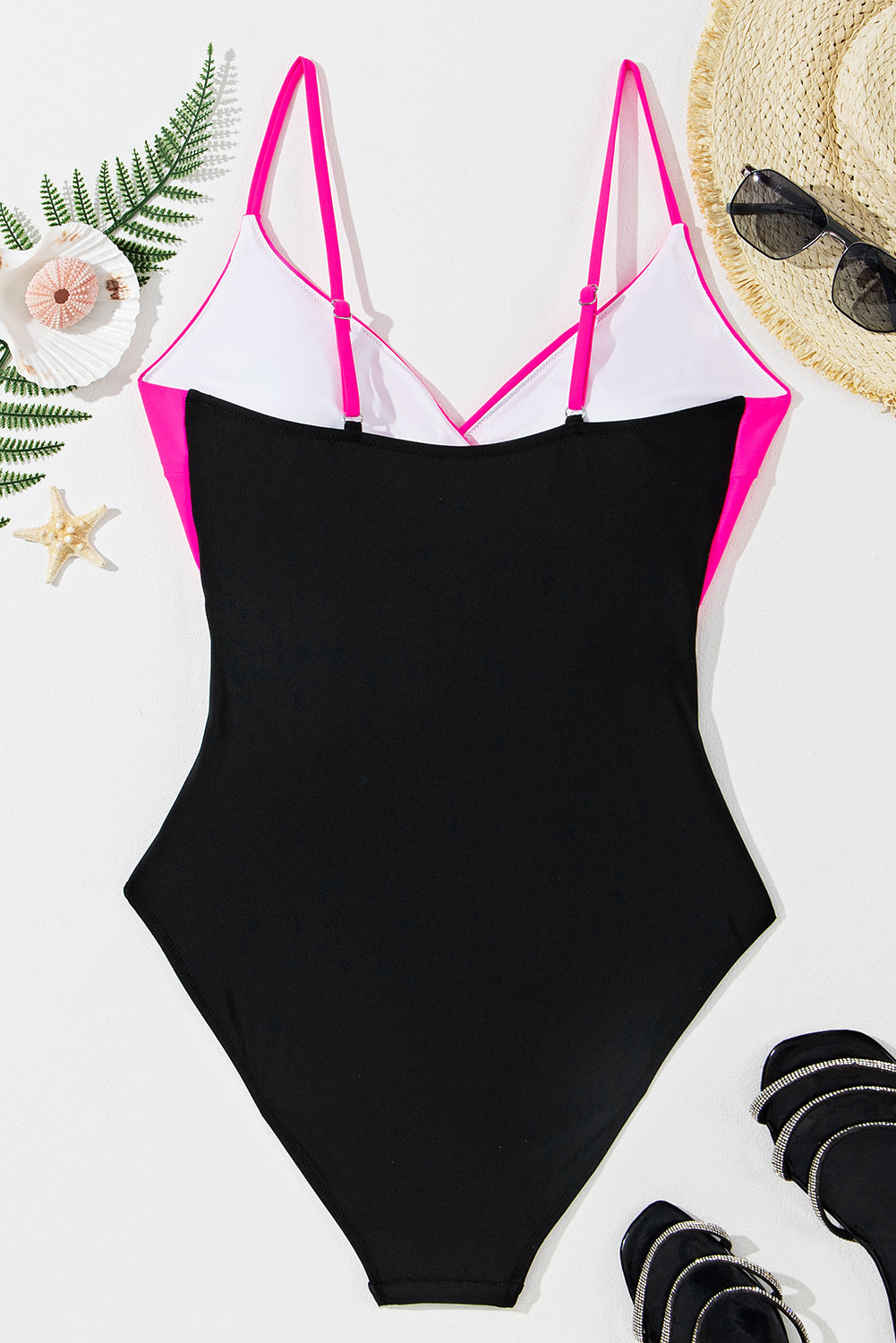 Light Blue Crossover Colorblock Cutout One Piece Swimsuit