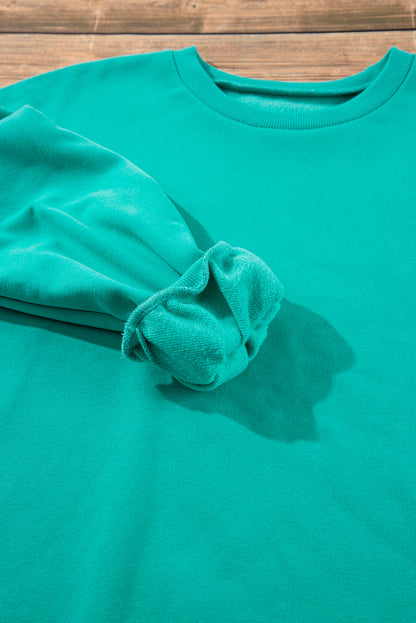 Valerian Solid Fleece Lined Drop Shoulder High Low Sweatshirt