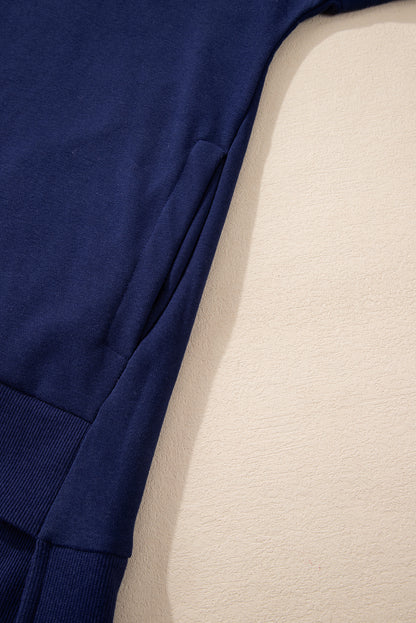 Parchment Solid O Neck High Low Hem Pullover Sweatshirt