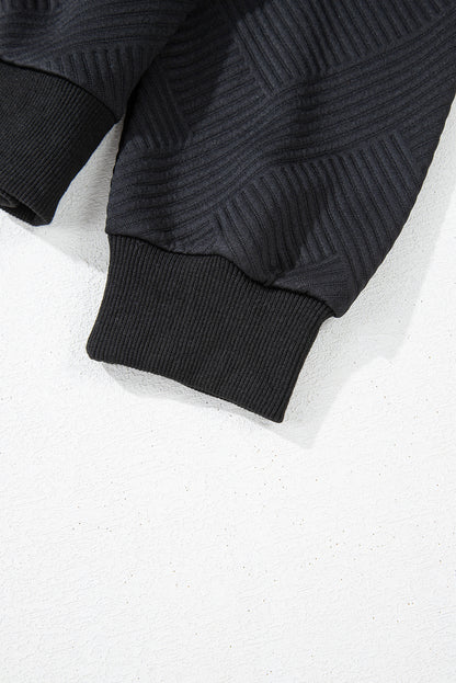 Myosotis Solid Textured Stand Neck Zipper Bomber Jacket