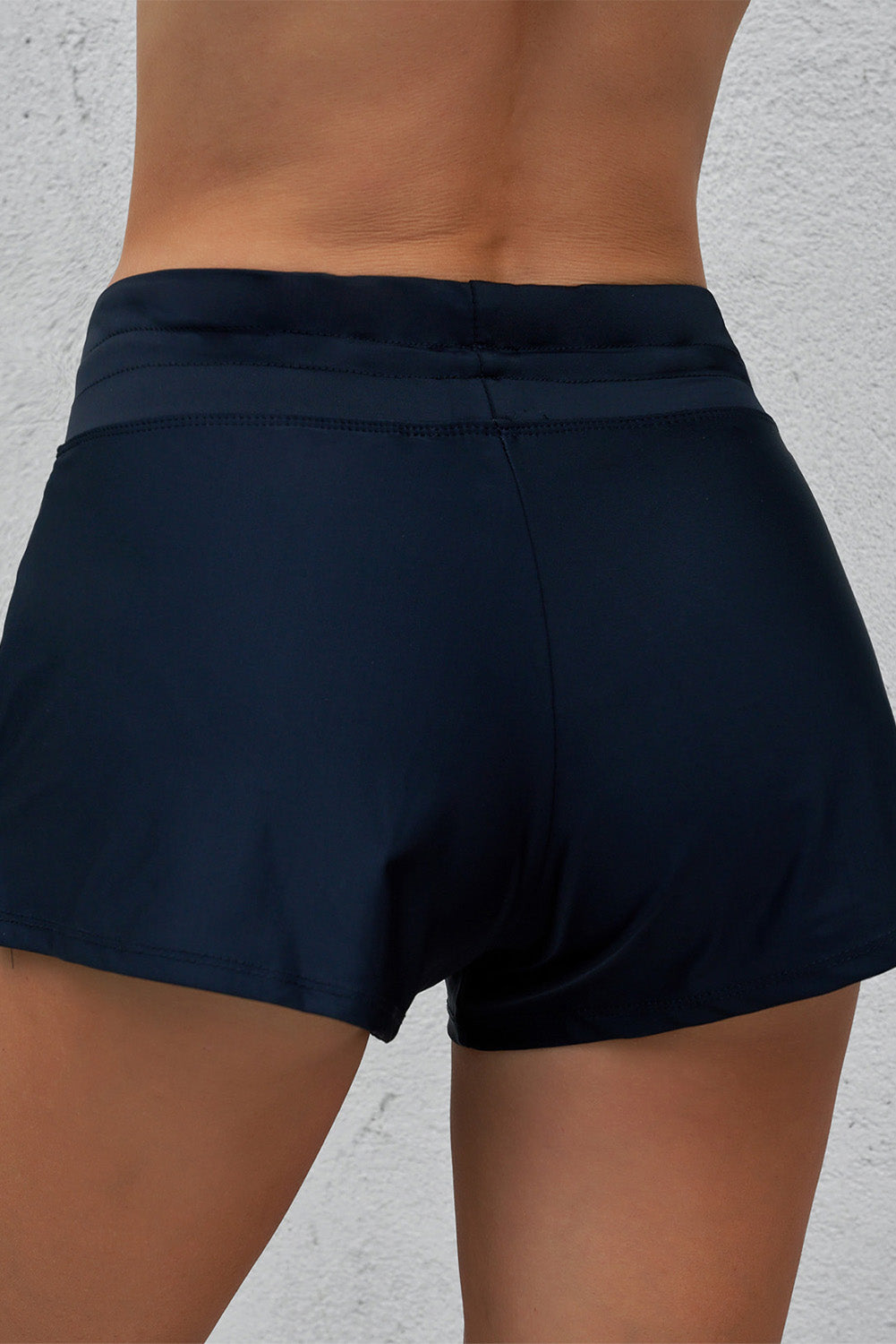 Violet Strap Trim Black Women Swim Boardshort